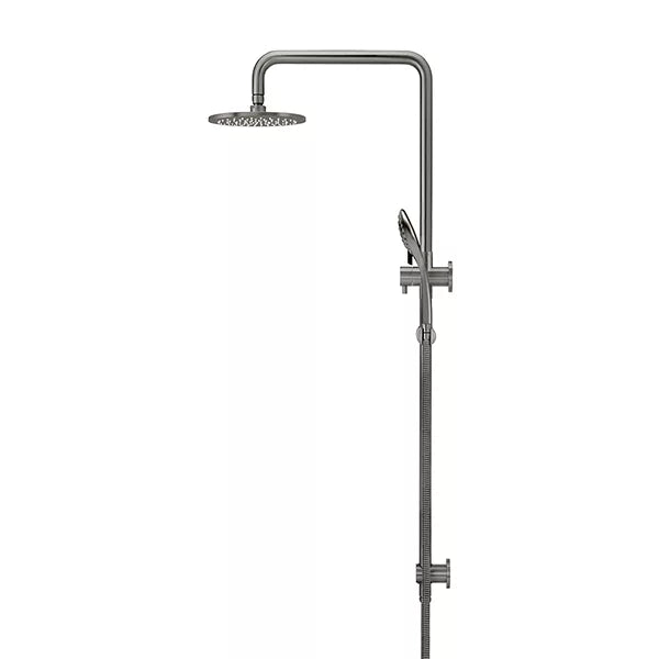 Round - Shadow Gunmetal Combination Shower Rail w 200mm Rose & Three-Function Hand Shower