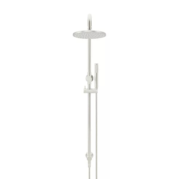 Round - Brushed Nickel Combination Shower Rail w 200mm Rose & Single Function Hand Shower