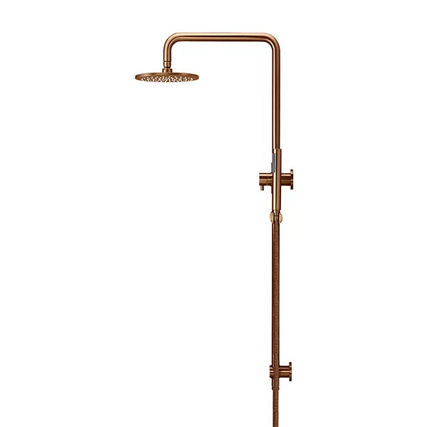 Round - Lustre Bronze Combination Shower Rail w 200mm Rose & Single Function Hand Shower
