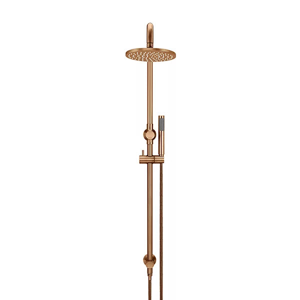 Round - Lustre Bronze Combination Shower Rail w 200mm Rose & Single Function Hand Shower