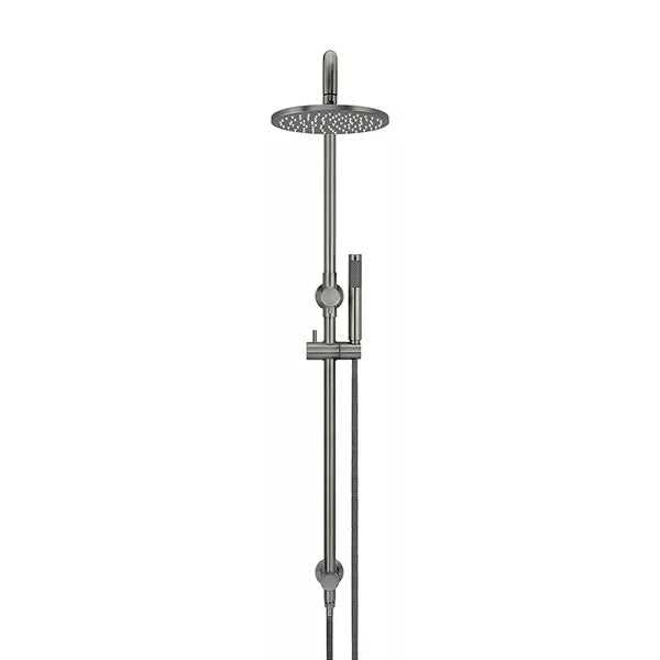 Round - Shadow Gunmetal Combination Shower Rail w 200mm Rose & Single Function Hand Shower