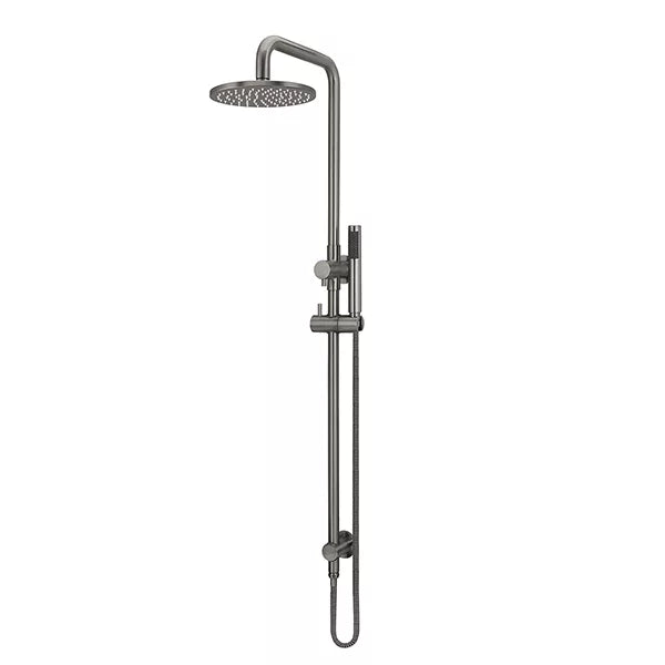 Round - Shadow Gunmetal Combination Shower Rail w 200mm Rose & Single Function Hand Shower