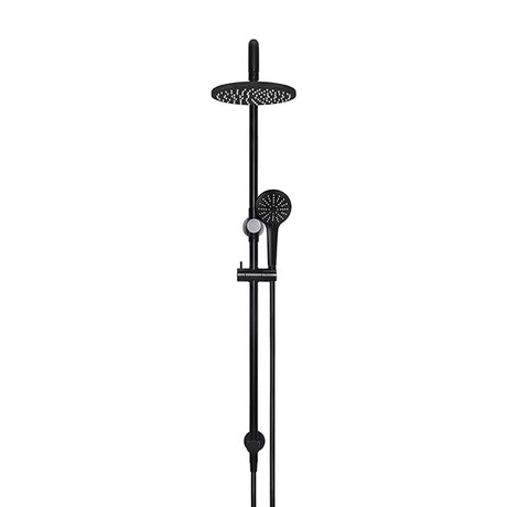 Round - Matte Black Combination Shower Rail w 200mm Rose & Three-Function Hand Shower