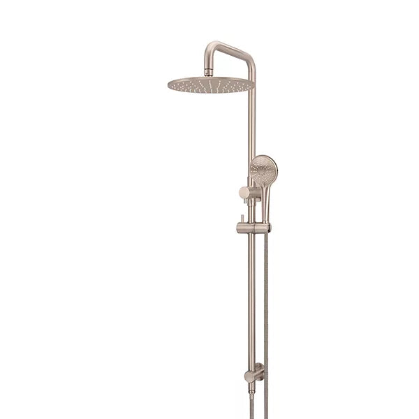 Round - Champagne Combination Shower Rail w 300mm Rose & Three-Function Hand Shower