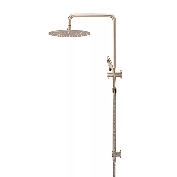 Round - Champagne Combination Shower Rail w 300mm Rose & Three-Function Hand Shower