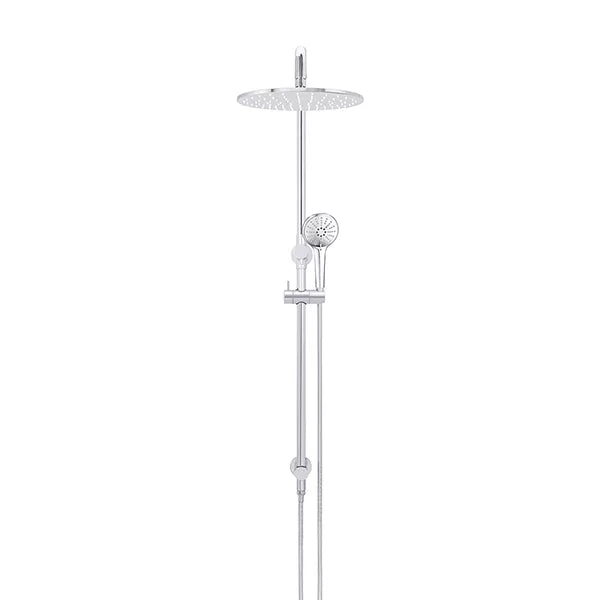 Round - Polished Chrome Combination Shower Rail w 300mm Rose & Three-Function Hand Shower
