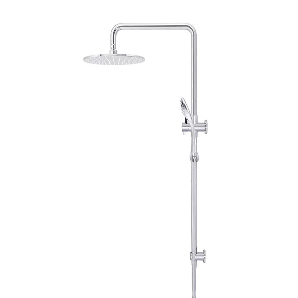 Round - Polished Chrome Combination Shower Rail w 300mm Rose & Three-Function Hand Shower