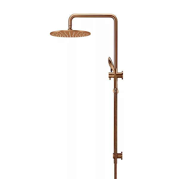 Round - Lustre Bronze Combination Shower Rail w 300mm Rose & Three-Function Hand Shower