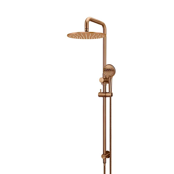 Round - Lustre Bronze Combination Shower Rail w 300mm Rose & Three-Function Hand Shower