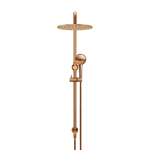 Round - Lustre Bronze Combination Shower Rail w 300mm Rose & Three-Function Hand Shower