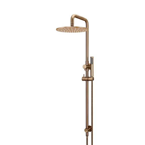 Round - Lustre Bronze Combination Shower Rail w 300mm Rose & Single Function Hand Shower