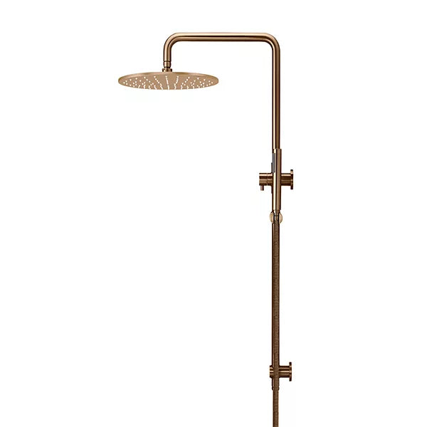 Round - Lustre Bronze Combination Shower Rail w 300mm Rose & Single Function Hand Shower
