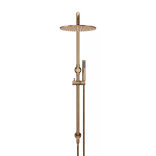 Round - Lustre Bronze Combination Shower Rail w 300mm Rose & Single Function Hand Shower
