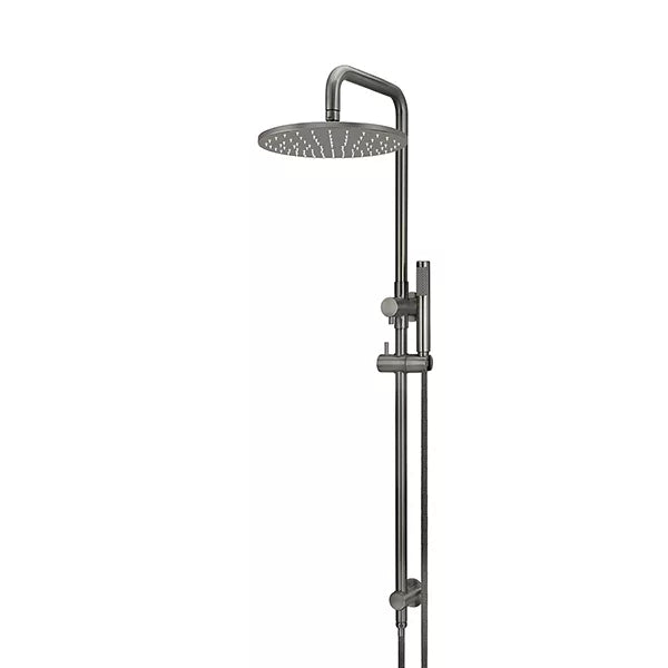 Round - Shadow Gunmetal Combination Shower Rail w 300mm Rose & Single Function Hand Shower