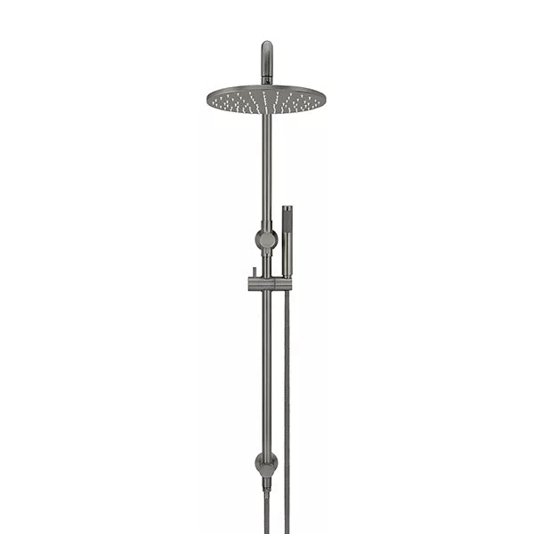 Round - Shadow Gunmetal Combination Shower Rail w 300mm Rose & Single Function Hand Shower