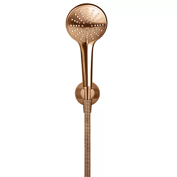 Round - Lustre Bronze Three Function Hand Shower on Fixed Bracket