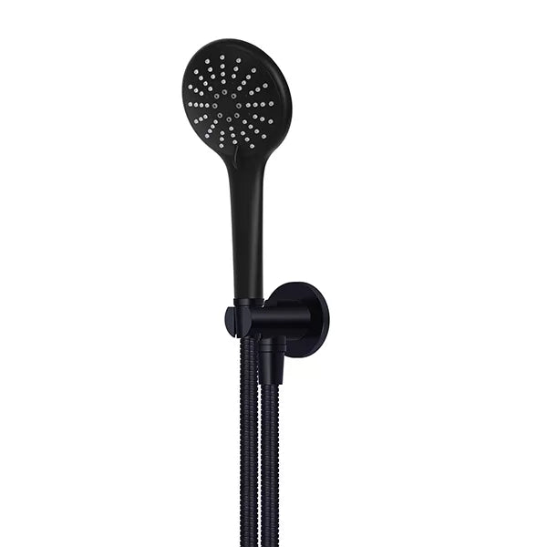 Round - Matte Black Three Function Hand Shower on Fixed Bracket
