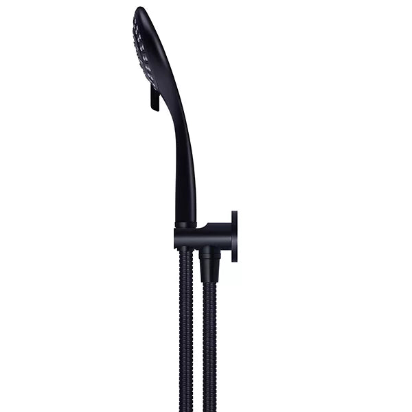 Round - Matte Black Three Function Hand Shower on Fixed Bracket