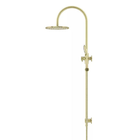 Round - Tiger Bronze Gooseneck Combination Shower Rail w 200mm Rose & Three-Function Hand Shower