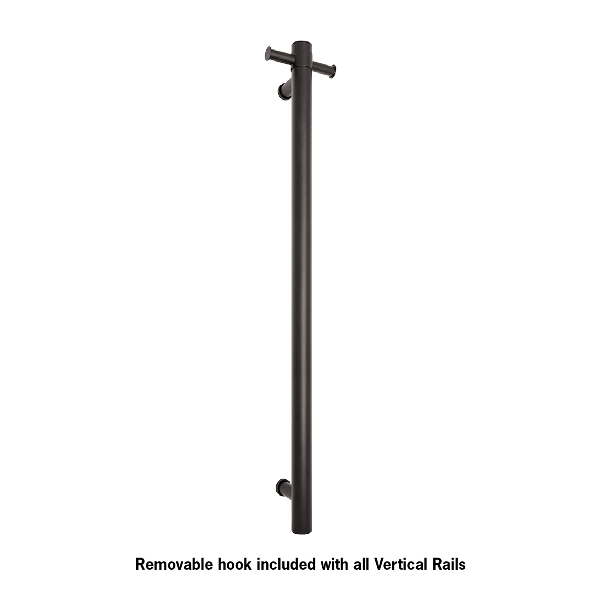 Thermorail - Straight/Round 12Volt Vertical Bar 900x142x100mm 28Watts With Optional Hook - Matt Black