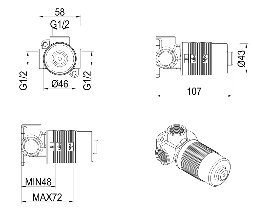Lantra, Kaza & Eleniko - Shower Mixer - BODY ONLY