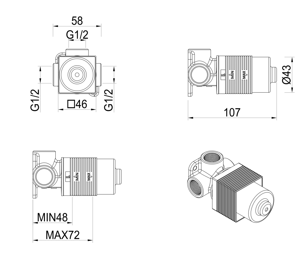 Tiago & Beki - Shower Mixer - BODY ONLY