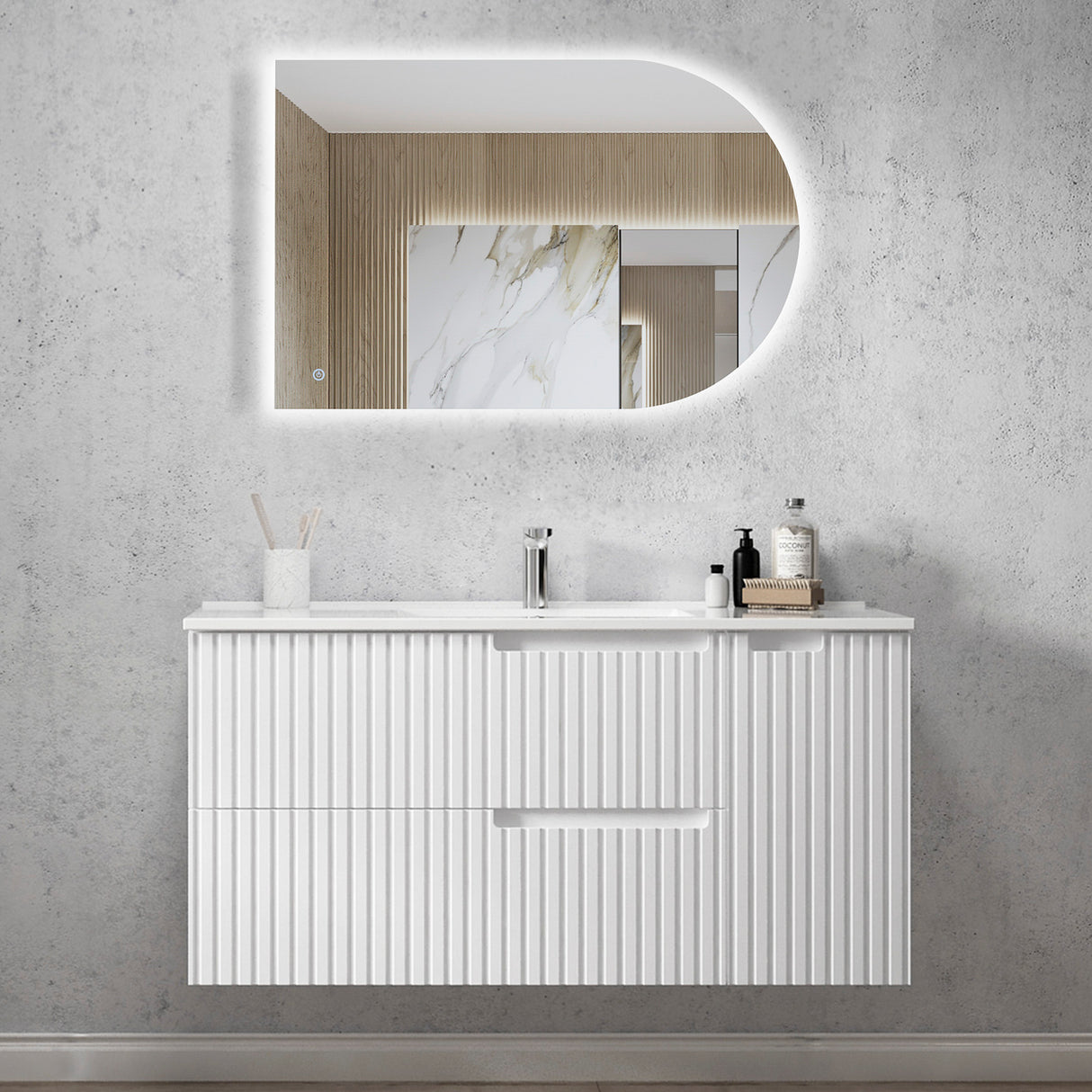 Noosa - 900mm Matte White Wall Hung Vanity