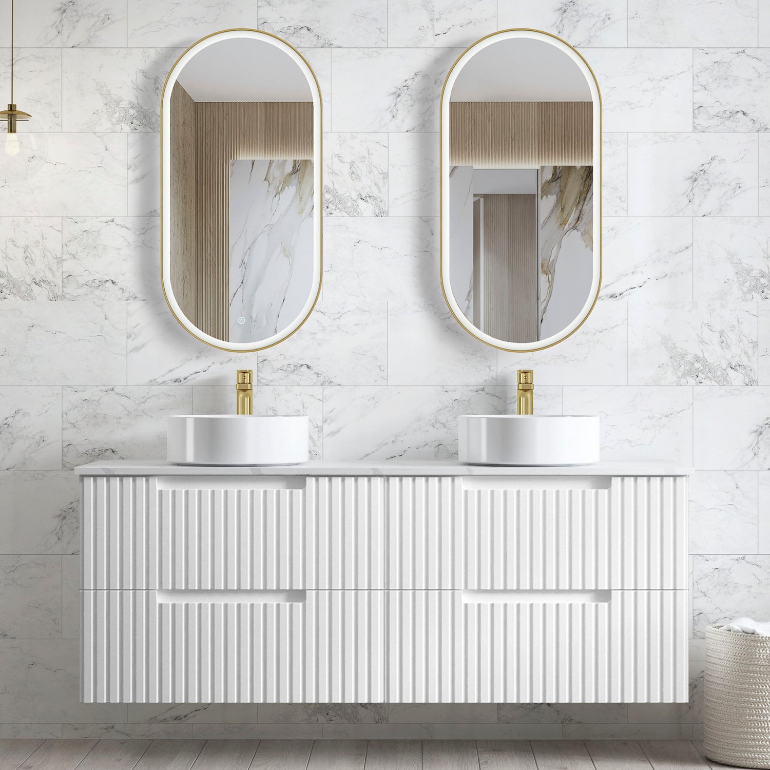 Noosa - 900mm Matte White Wall Hung Vanity