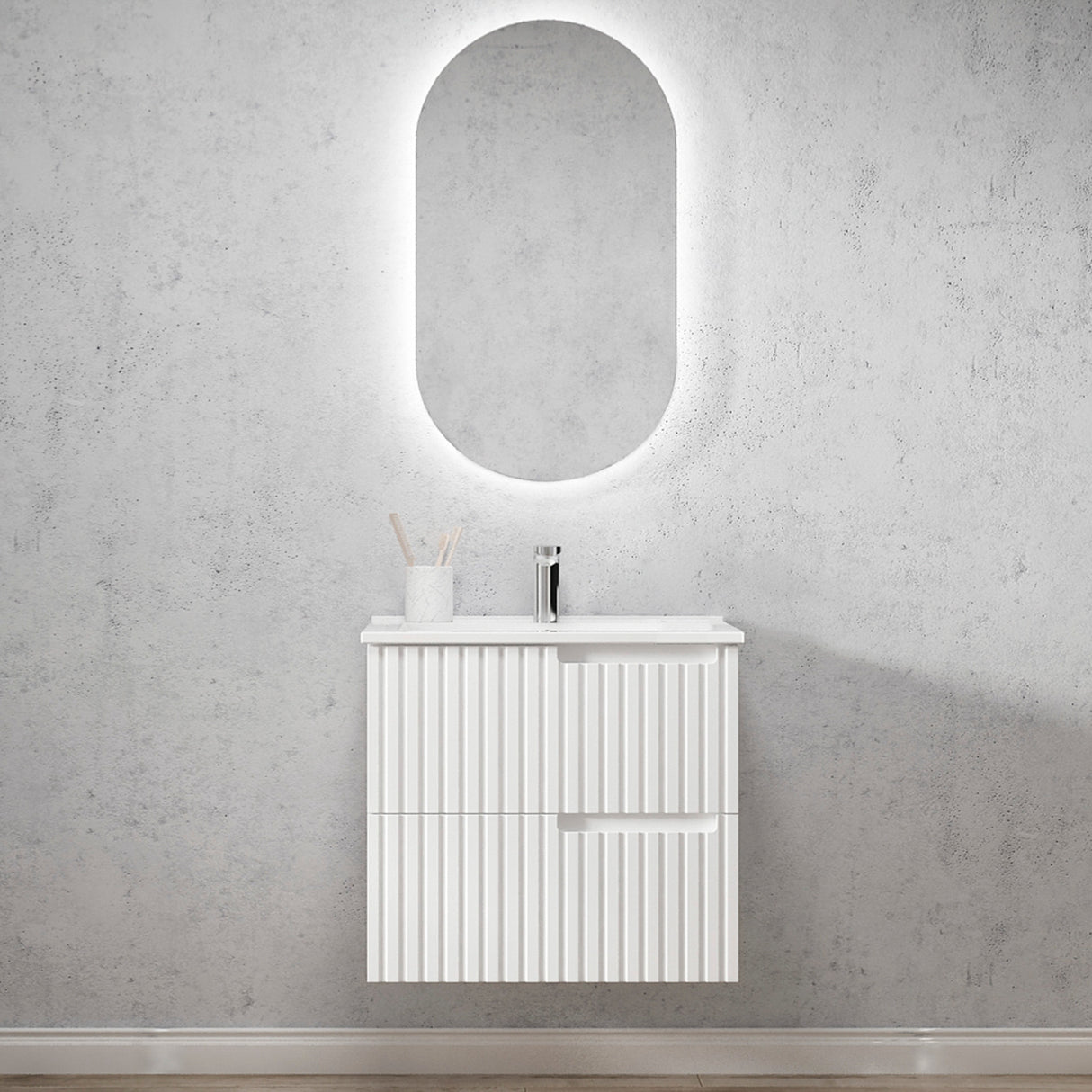 Noosa - 900mm Matte White Wall Hung Vanity