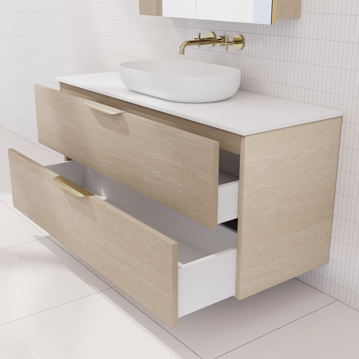 Odesa - 1200mm Coastal Oak Wall Hung Vanity
