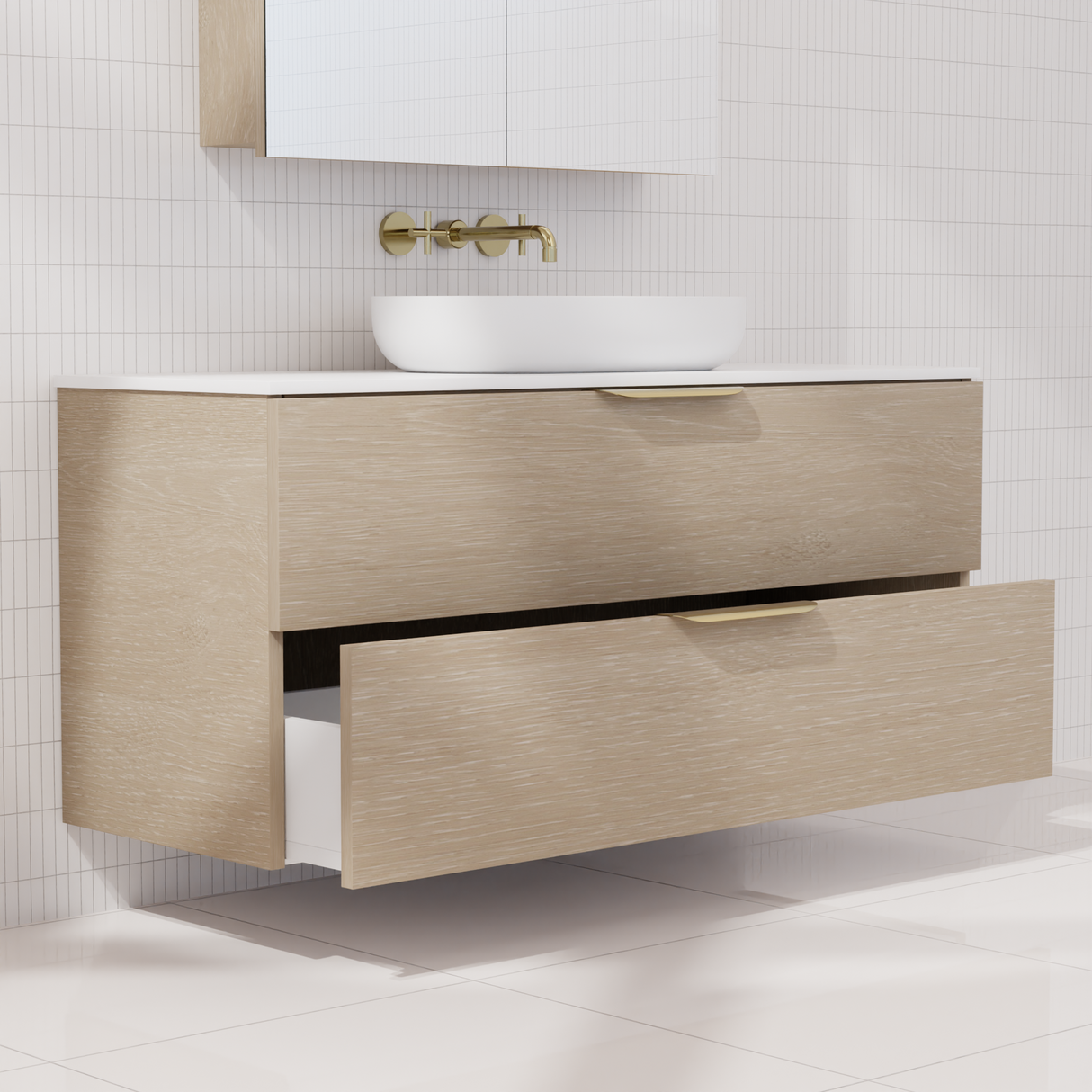 Odesa - 1200mm Coastal Oak Wall Hung Vanity