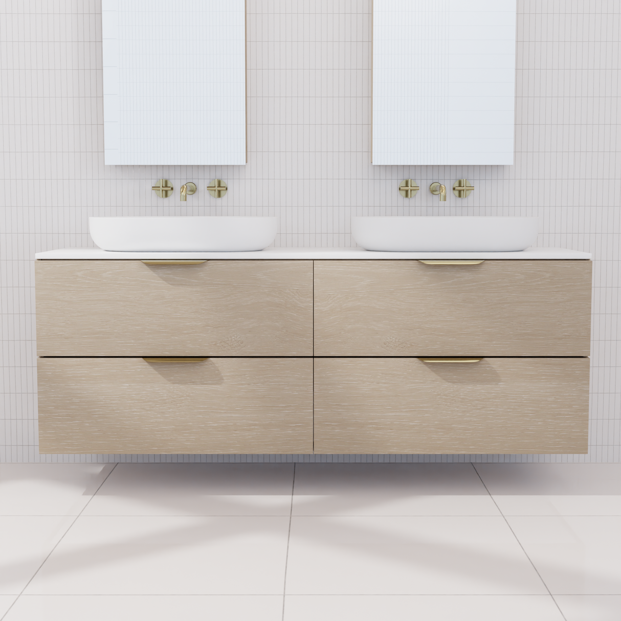 Odesa - 1500mm Coastal Oak Wall Hung Vanity