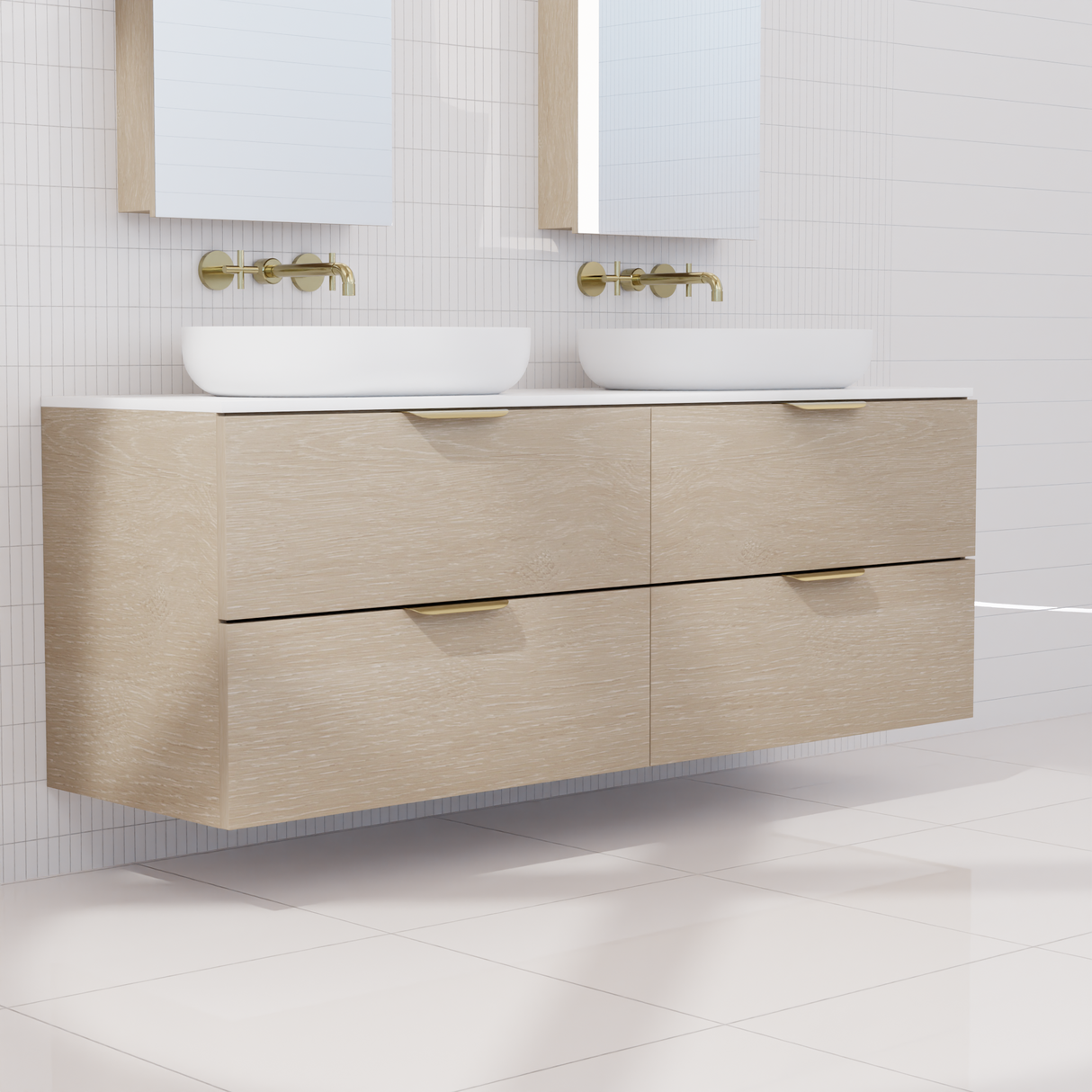 Odesa - 1500mm Coastal Oak Wall Hung Vanity