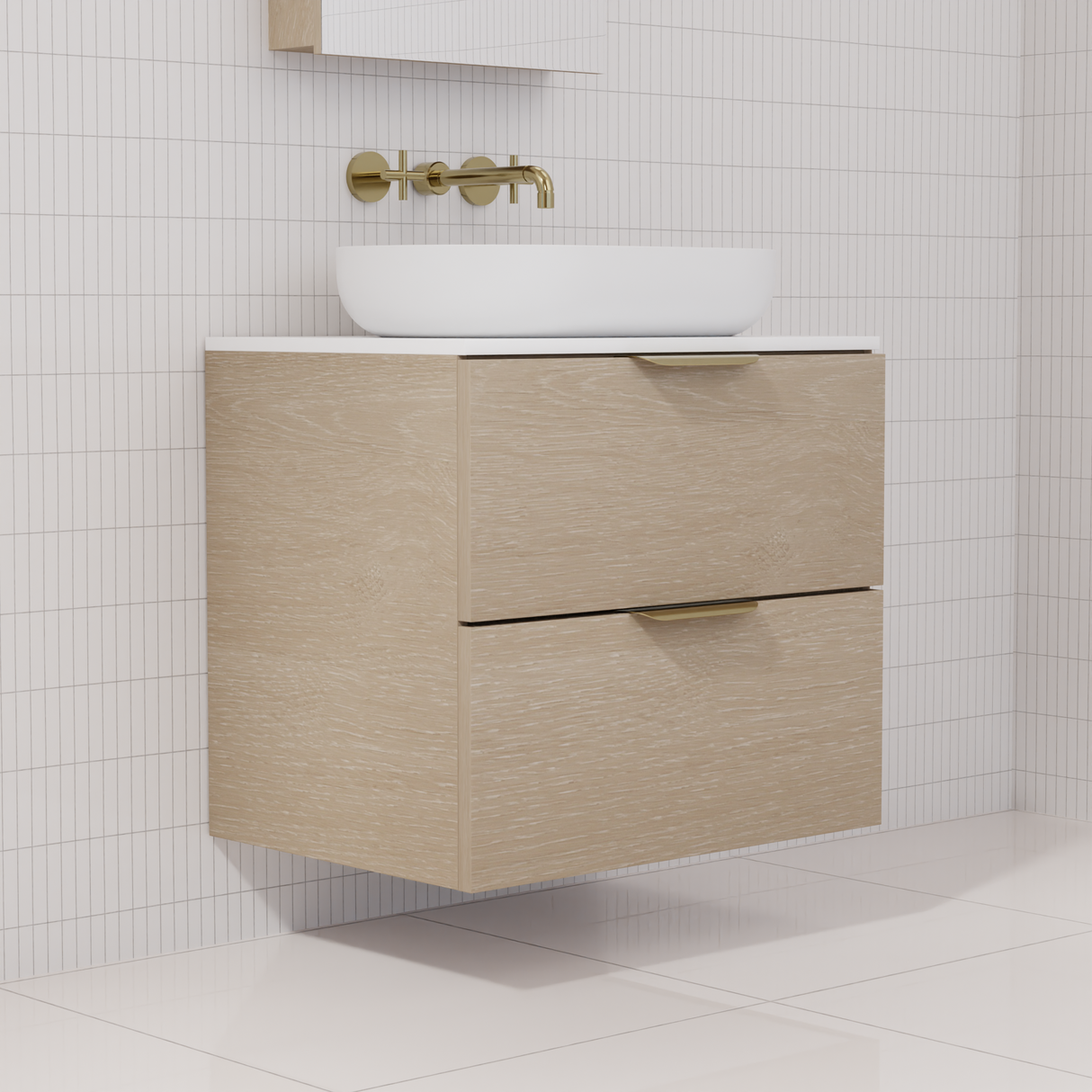 Odesa - 600mm Coastal Oak Wall Hung Vanity