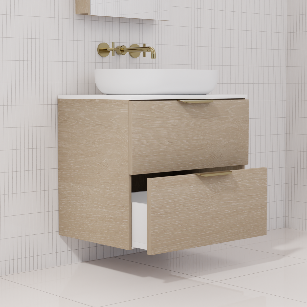 Odesa - 600mm Coastal Oak Wall Hung Vanity