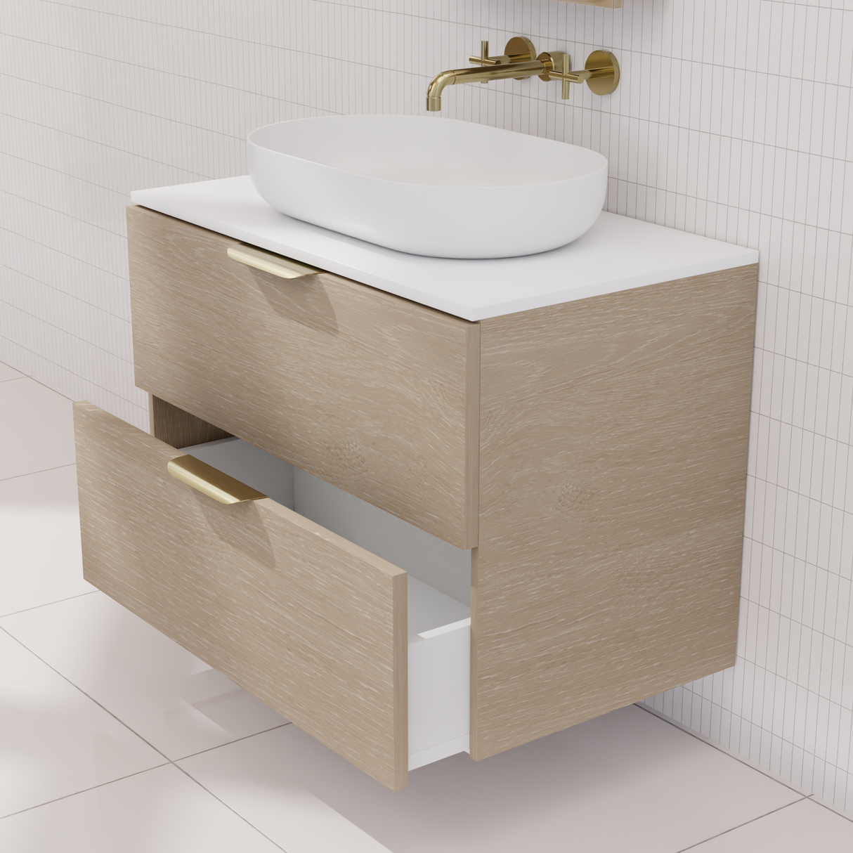 Odesa - 750mm Coastal Oak Wall Hung Vanity
