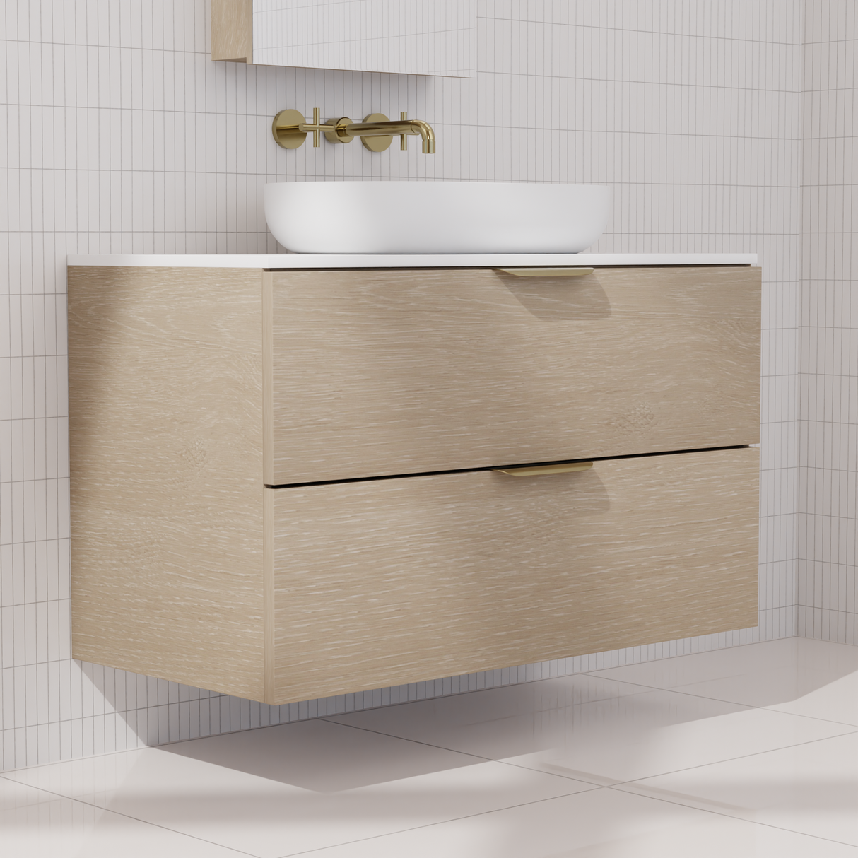 Odesa - 900mm Coastal Oak Wall Hung Vanity