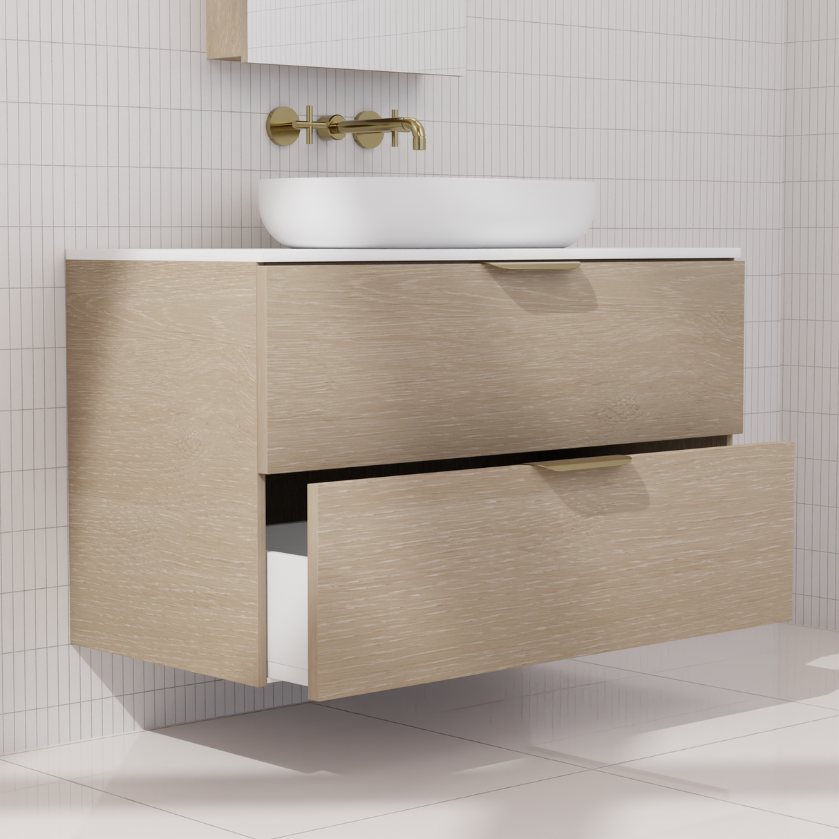 Odesa - 900mm Coastal Oak Wall Hung Vanity