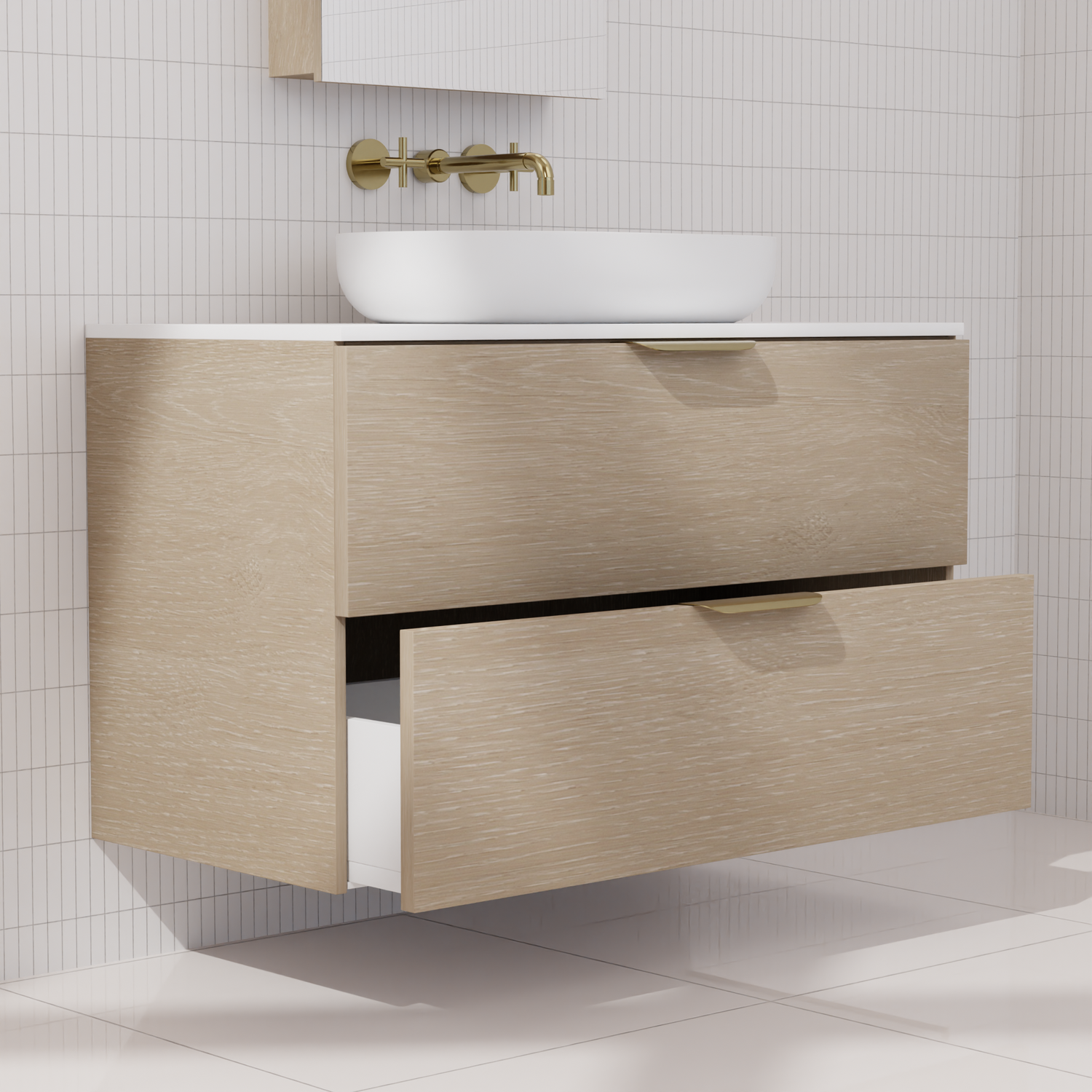 Odesa - 900mm Coastal Oak Wall Hung Vanity
