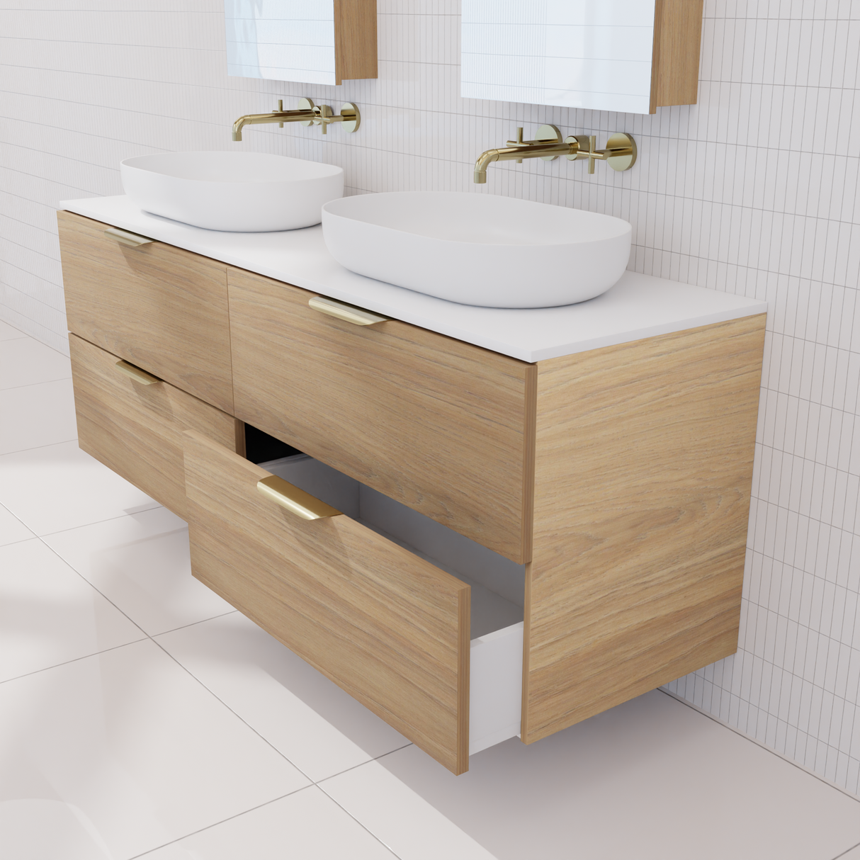 Odesa - 1500mm Prime Oak Wall Hung Vanity