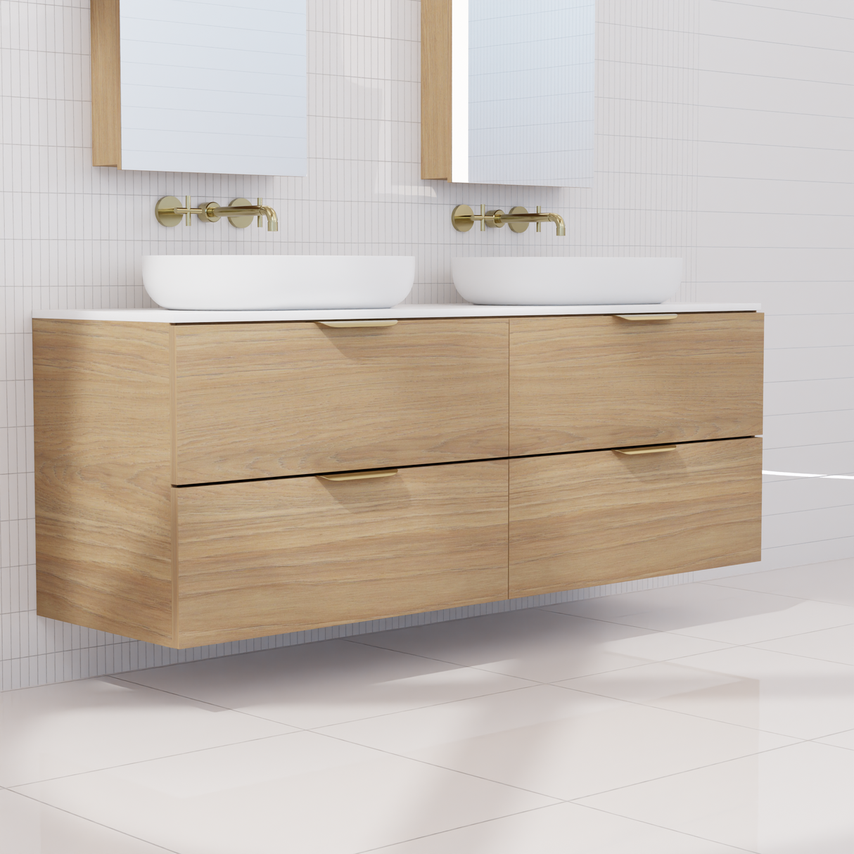 Odesa - 1500mm Prime Oak Wall Hung Vanity
