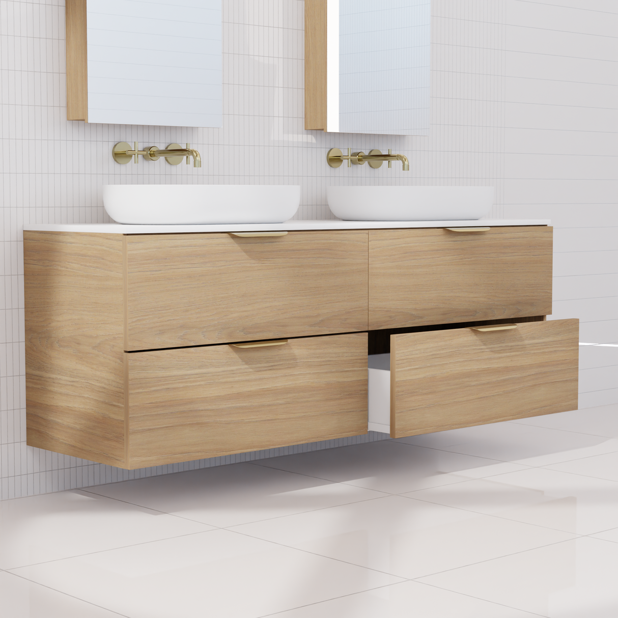 Odesa - 1500mm Prime Oak Wall Hung Vanity