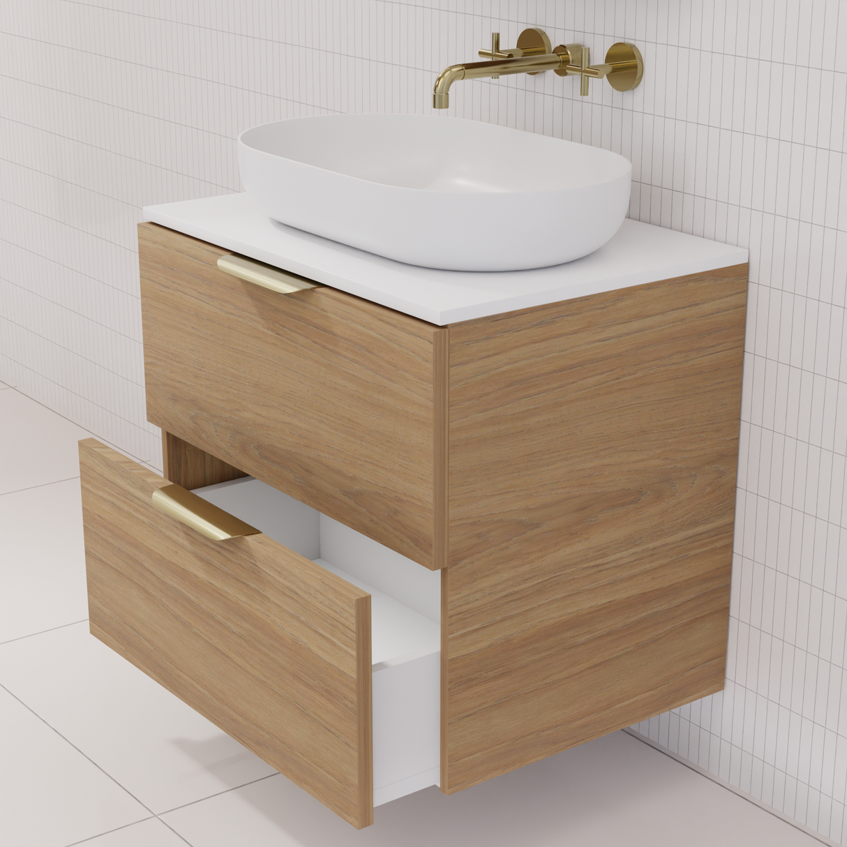 Odesa - 600mm Prime Oak Wall Hung Vanity