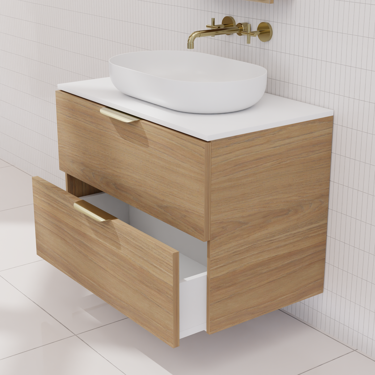 Odesa - 750mm Prime Oak Wall Hung Vanity