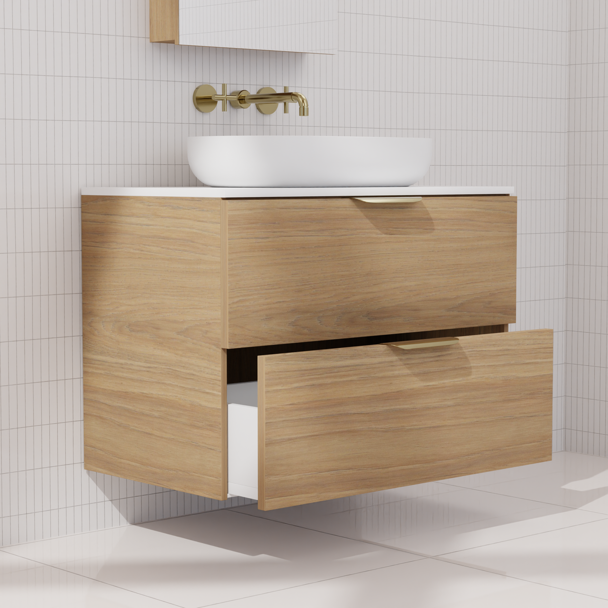 Odesa - 750mm Prime Oak Wall Hung Vanity