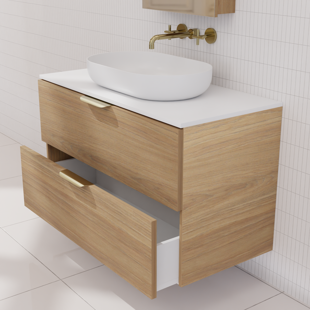 Odesa - 900mm Prime Oak Wall Hung Vanity