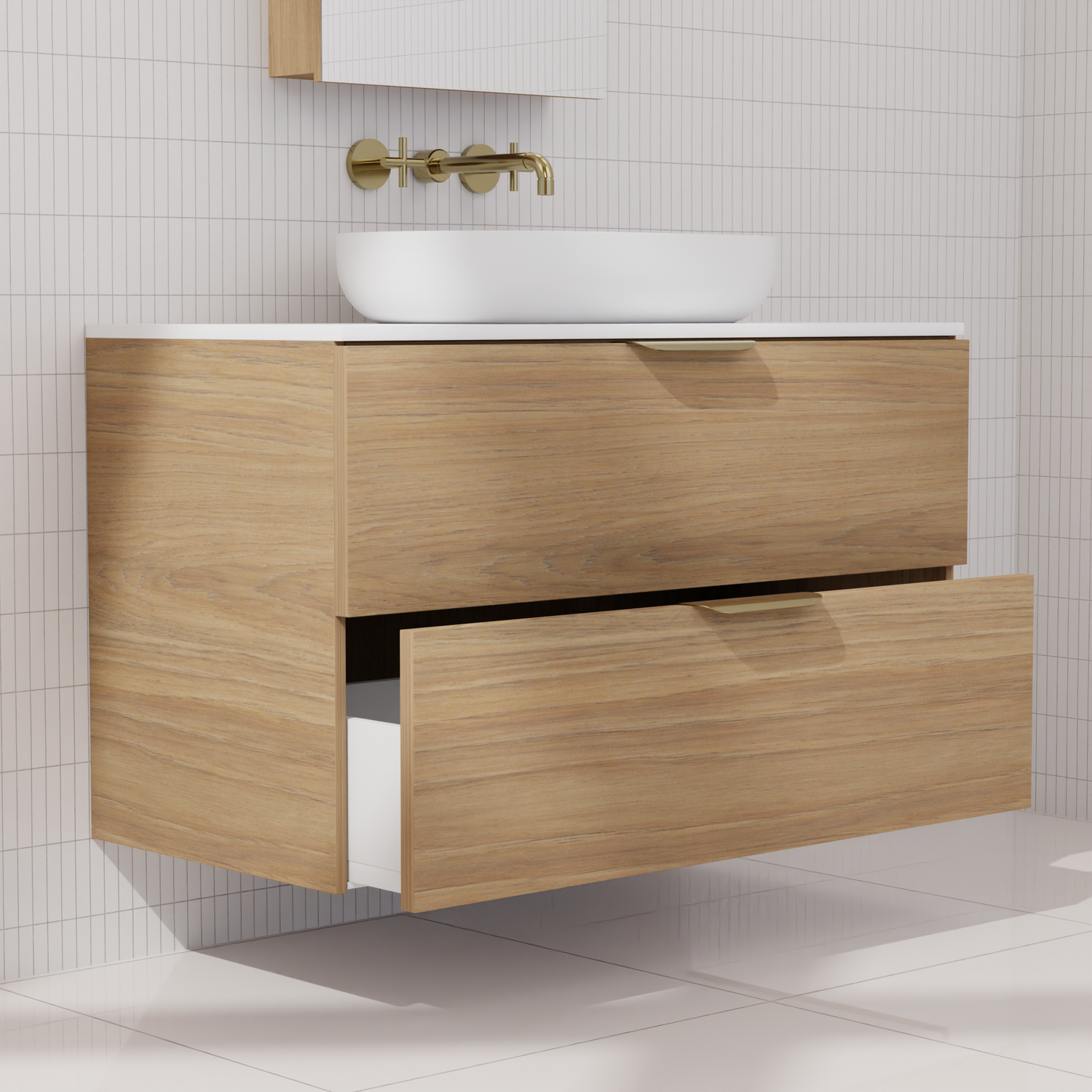 Odesa - 900mm Prime Oak Wall Hung Vanity