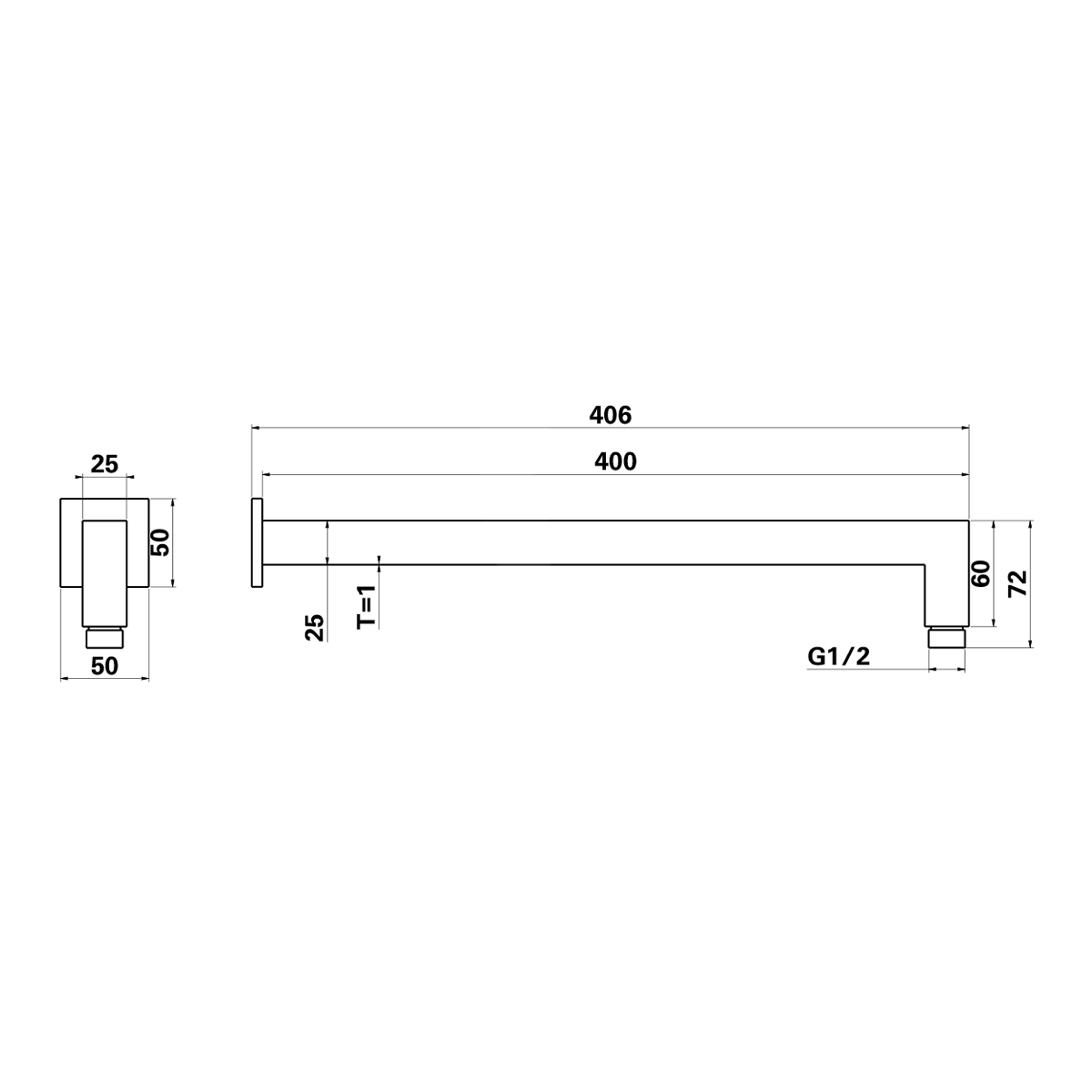 Portia - 400mm Matte Black Wall Arm