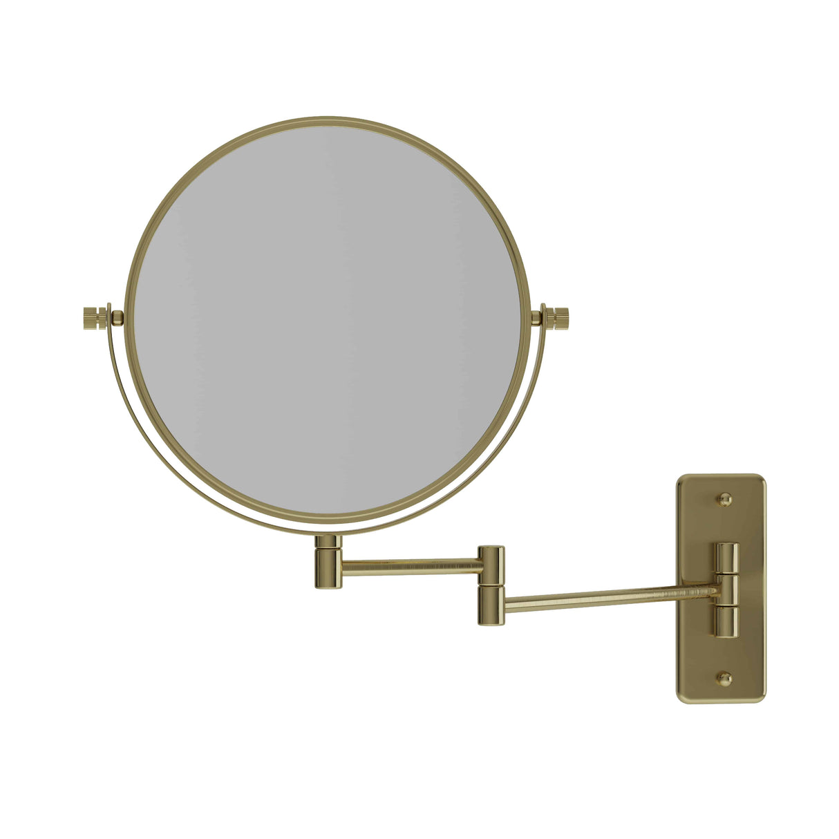 Ablaze - 1 & 5x Magnification Brushed Brass Wall Mounted Shaving Mirror, 200mm Diameter