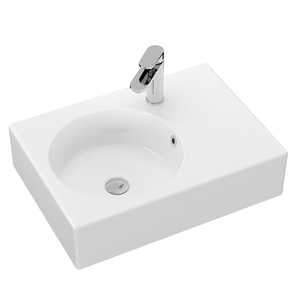 Reba Ceramic Wall Hung Basin Left Hand Bowl